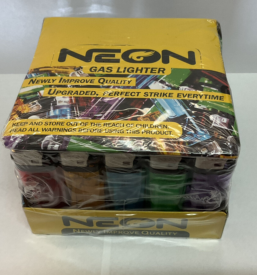 100 Neon Cigarette Wholesale Disposable Lighters with Display Stand 2 X 50 Count