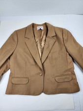 Vintage Pendleton Blazer Womens 14 Beige 100 Virgin Wool Jacket Suit