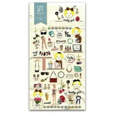 CUTE DAILY GIRL STICKERS Diary Activity PVC Sticker Sheet Craft Kids Scrapbook