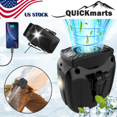 10000mAh Portable Waist Clip Fan with LED USB Rechargeable Hanging Belt Cooling