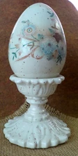 Byron Molds Ceramic Spring Easter Egg + Stand, Floral 6" High Near Mint Conditio
