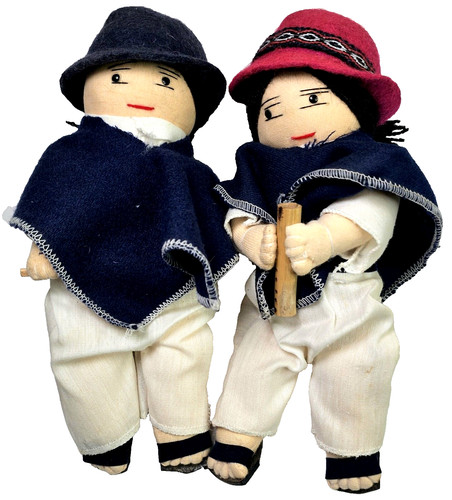 Ecuadorian Ecuador Doll Indigenous Rag dolls Handmade Man And Woman Blue Outfits
