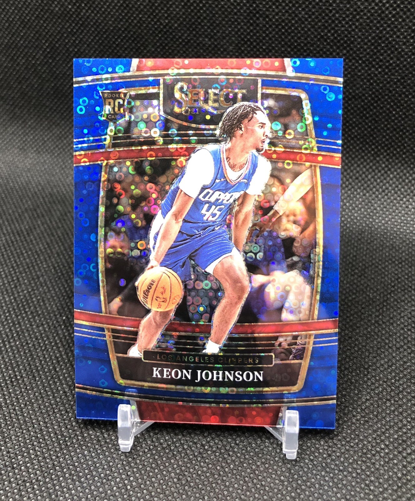 2021-22 Select Keon Johnson /25 BLUE DISCO PRIZM SSP Rookie Card No. 40 RIP CITY
