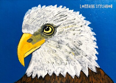 Original Gemälde eines Weißkopfadlers, USA, Vogel, Volkskunst/naive Kunst, Portrait