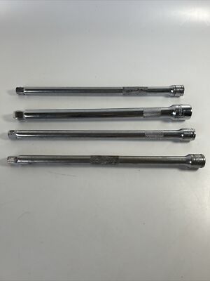 Lot of 4 Socket Extension Bars 3/8'' Drive Pittsburgh Duralast Silver Eagle 10''