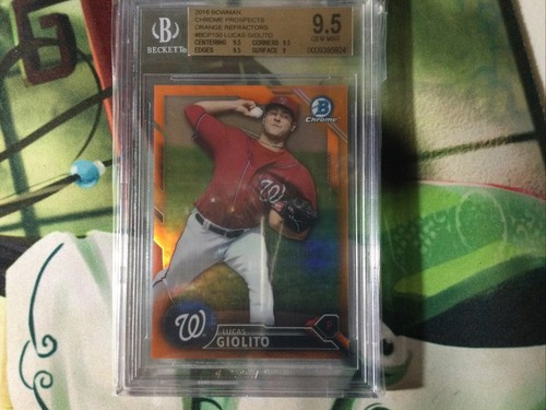 2016 Bowman Orange Refractor 7/25 Lucas Giolito #BCP150 BGS 9.5 Rookie RC - Picture 2 of 5