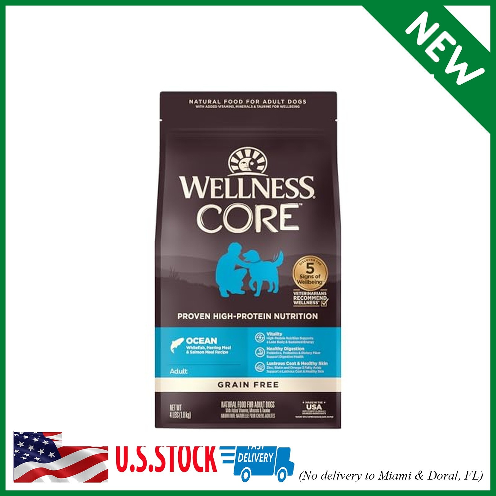 Wellness CORE Dry Dog Food, Grain-Free, High Protein, Natural, Ocean Whitefish,