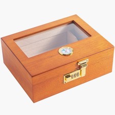 Cigar Humidor case Holds 30-50 pcs Elegant with Combination Lock, Hygrometer ...