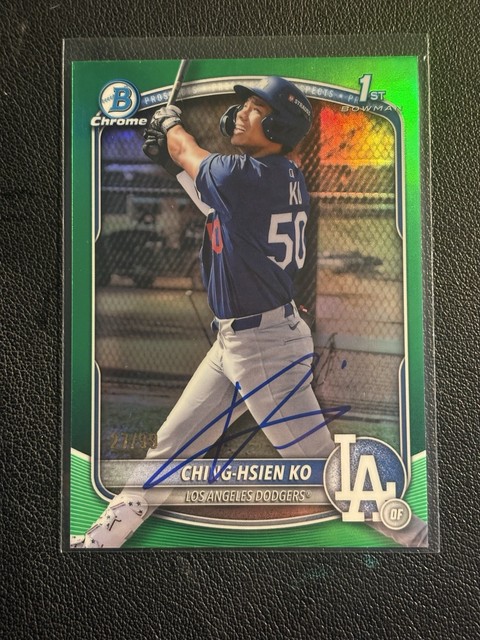 2025 Bowman Chrome 1st Ching-Hsien Ko Signed Green Refractor /99 BCP-224 Ip Auto