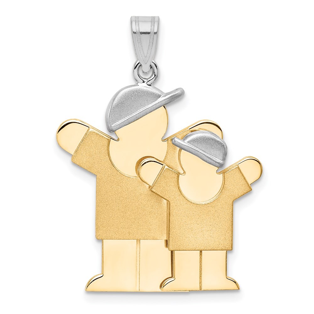 14K Two-tone Gold The Kids Big Boy and Little Boy Engravable Love Charm Pendant