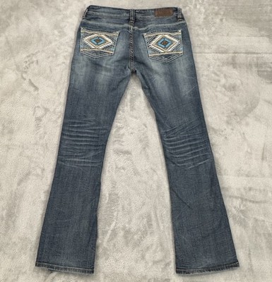 Rock & Roll Denim Jeans Womens 29x32 Cowgirl Rival Low Rise Bootcut Slim Western