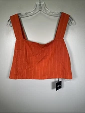 The Normal Brand Freshwater Square Neck Tank Womens XL Orange Linen Blend Boho