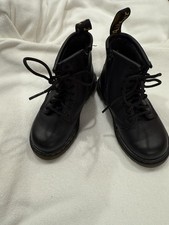 Dr. Martens Black Leather Lace Up Side Zip Boots Toddler Size 8 US