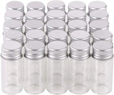MaxMau 100 10ml Vials Small Mini Tiny Glass Bottles Clear Empty Jars