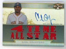 Carl CRAWFORD🔥2011 Topps Triple Threads PATCH Relic Auto #TTAR-195 NM 1/1📈