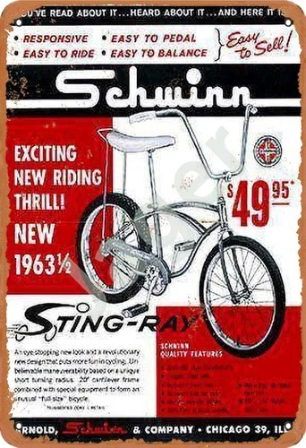 Schwinn Sting-Ray Bike Retro Metal Decor Wall Plaque Vintage Tin Metal Signs