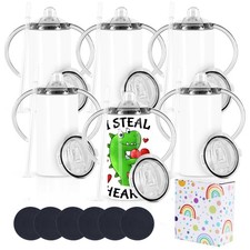 12 Oz Sublimation Sippy Cup 6 Pack, Sublimation Sippy Tumblers, Stainless Ste...