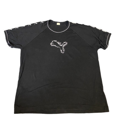 Puma T-Shirt Damen Large Schwarz Grafik Logo Kurzarm Rundhals Pullover Tee