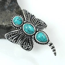 Turquoise Gemstone Ethnic Handmade Ring Jewelry For Unisex US Size-6.5 AR 18968