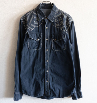 Kapital 袖卍JKT KAPITAL men's Manji Stitch Western Shirt Size L Indigo Long sleeve