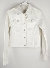 NWT Basic Denim Wax Jean Est'92 Womens White Denim Trucker Jacket SZ Medium Y2K