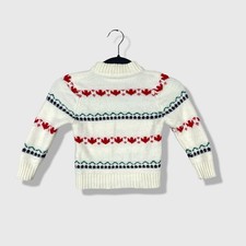 Unbranded Fair Isle Sweater Kids 4T White Red Green Holiday Festive Winter