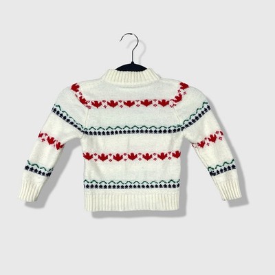 Unbranded Fair Isle Sweater Kids 4T White Red Green Holiday Festive Winter
