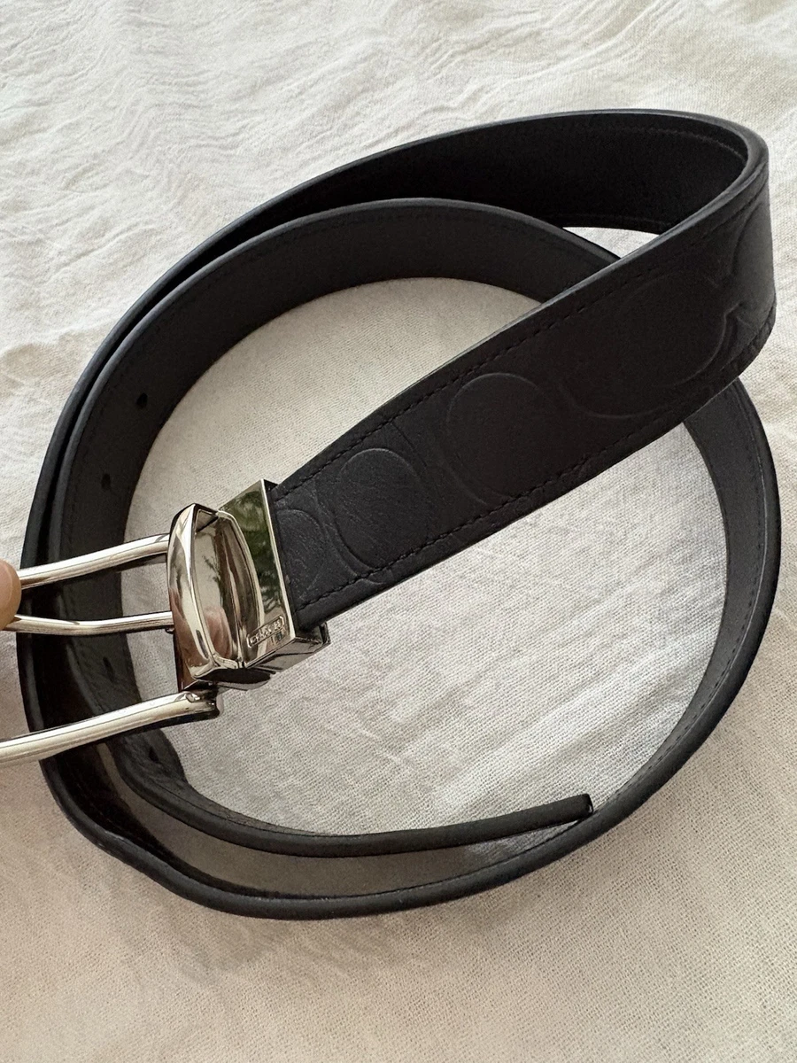 COACH BELT F55158　黒  486 COACH Harness Buckle Black Reversible Belt Cut To Size 38mm Boxed