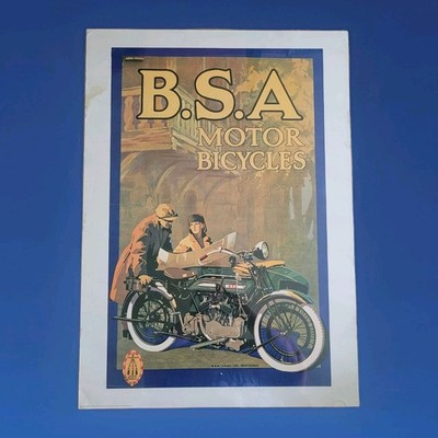 2x Vintage Original BSA & TRIUMPH Poster ART DECO MOTORRAD Mailand Italien 70x50cm