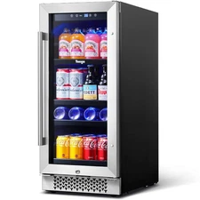Yeego 15" Beverage Cooler Refrigerator Freestanding And Built-in W/Lock,Shelves