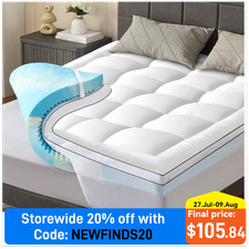 Queen Size Memory Foam Mattress Topper 4" 2 in 1 Dual-Layer Cooling CertiPUR  US