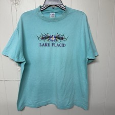 Vtg Lake Placid Embroidered Lettering Single Stitch USA Made PSI Tag Men XL GUC