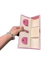 Y2K Travel Jewelry Roll Pink White Floral Embossed Snap Closure See Photos — photo 3