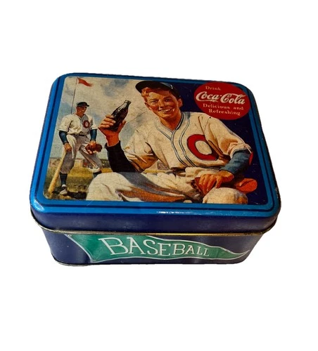 Coca Cola Collectible Baseball Tin Canister 1993  Tin Box Co of America Vintage