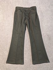 Vintage Lee Pants Mens 34x30 32x29 Dark Green 70s Flared Boot Cut Talon Zipper
