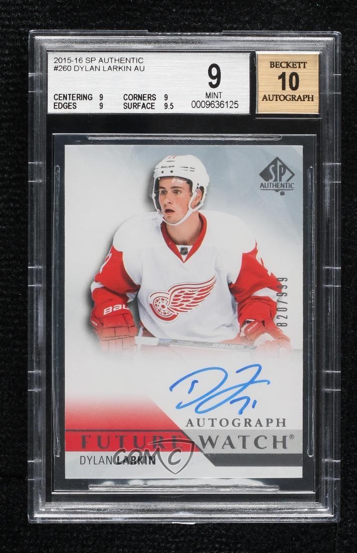 2015-16 SP Authentic Future Watch 820/999 Dylan Larkin #260 BGS 9 MINT Auto 8q5