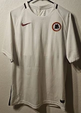 AS Roma 2016-17 Away Football Soccer Jersey Mens White SZ XL Fits Like A LRG 