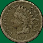 1859 Indian Head Cent Very Good VG Coin, Damaged #41003