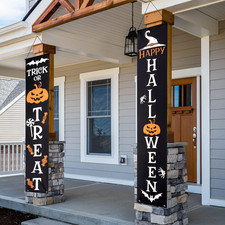 Happy Halloween Trick or Treat Pumpkin Porch Signs Hanging Banners