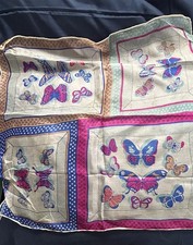 Vintage 1950s Novelty Butterfly Insect Japan Silk Hand Rolled Scarf 17 1/2  