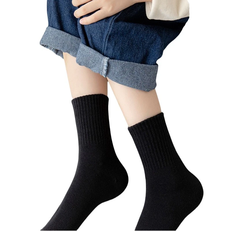 12 pares de calcetines cortos de tubo medio de algodón liso para estudiantes escolares niños niñas Foto 3 de 4