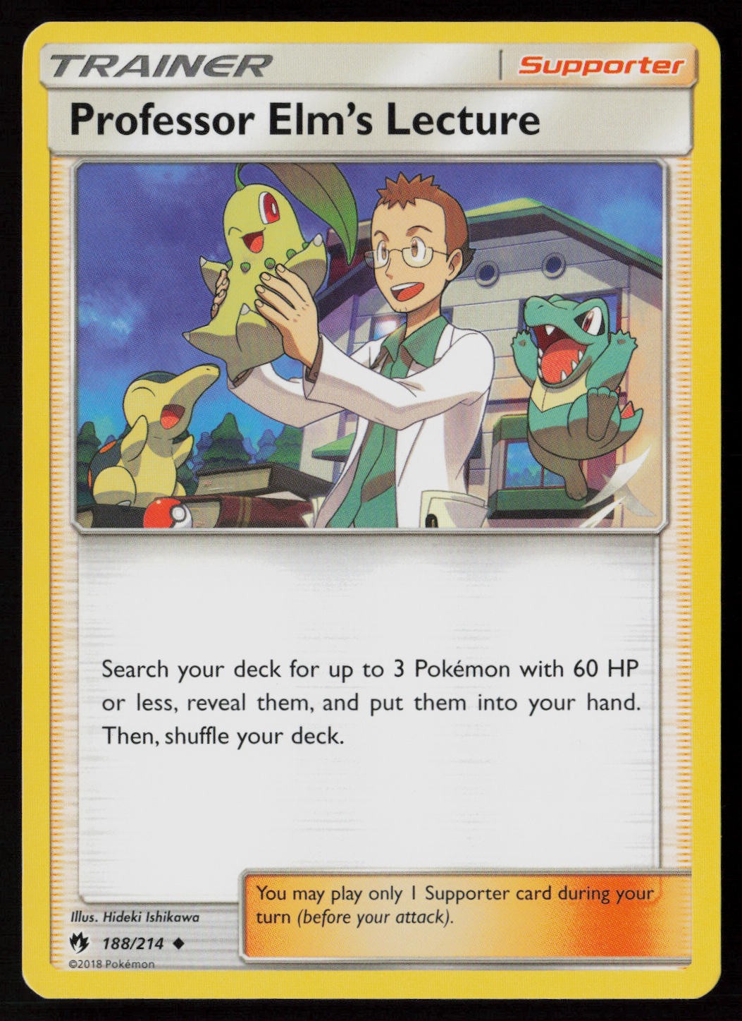 Professor Elm's Lecture 188/214 Pokemon Lost Thunder Uncommon Lightly Played