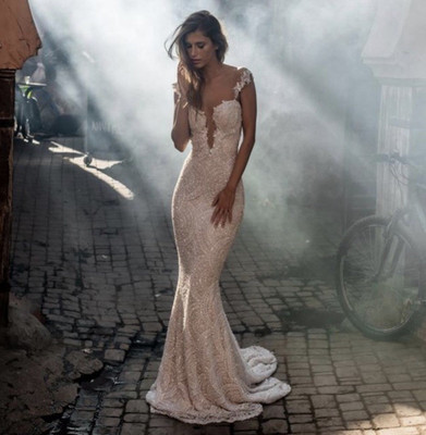 Galia Lahav Harlow Wedding Dress; Lace Mermaid & Trumpet Cap Sleeve Open Back