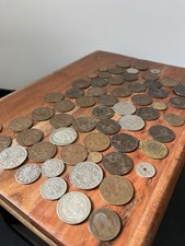 Mixed coin Lot Pennies, Half Crowns, Shillings Bronze Silver Copper.