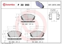 Brembo Bremsbelagsatz Scheibenbremse Prime P 30 093 FüR Tucson QL Sportage KIA 7