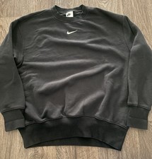Nike Crewneck Sweatshirt Mens Xs Black Sportswear Club Fleece Center Swoosh Logo