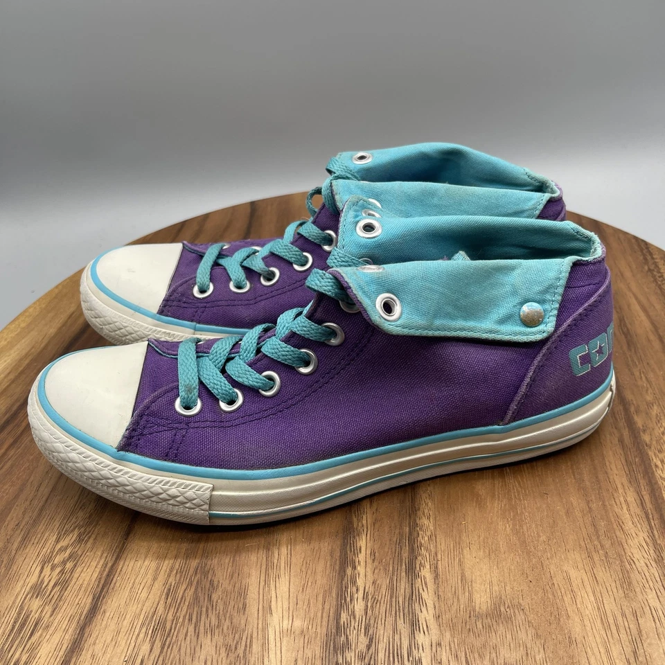 Converse Chuck Taylor All Star Shoes Womens 8.5 Purple Teal Fold Casual Skate - Image 3 of 4