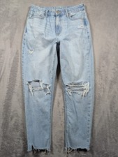 American Eagle Strigid Curvy Mom Jean Womes Size 4 26 Waist Distressed Lightwash