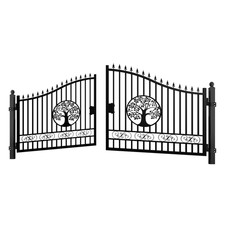 Premium Steel Dual Swing Driveway Gate 12-20FT Mansion Ranch Decorative Design