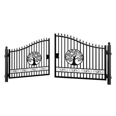 Premium Steel Dual Swing Driveway Gate 12-20FT  Mansion Ranch Decorative Design